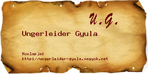 Ungerleider Gyula névjegykártya